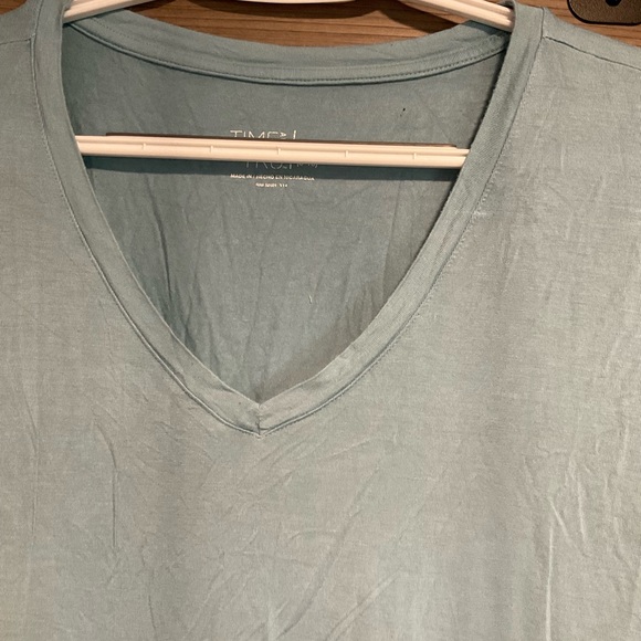 Time And Tru Womens Short Sleeve V Neck Blue Blouse Size M 8-10 - Picture 4 of 6